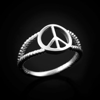Sterling Silver Peace Sign Dainty Ring