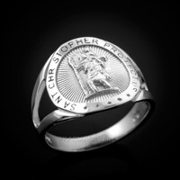 Sterling Silver Saint Christopher Medallion Ring