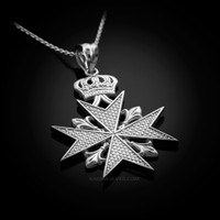 Sterling Silver Maltese Cross Pendant Necklace