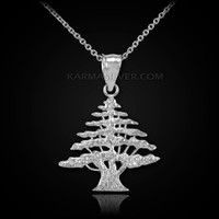 Sterling Silver Cedar Tree of Lebanon Charm Pendant Necklace