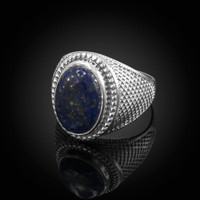 Sterling Silver Lapis Lazuli Gemstone Statement Ring