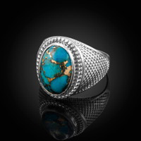 Sterling Silver Blue Copper Turquoise Statement Ring