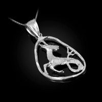 Sterling Silver Capricorn Zodiac Sign DC Pendant Necklace