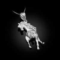 Sterling Silver Stallion Horse Satin DC Charm Necklace