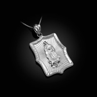 Virgin Mary Sterling Silver  DC Pendant Necklace