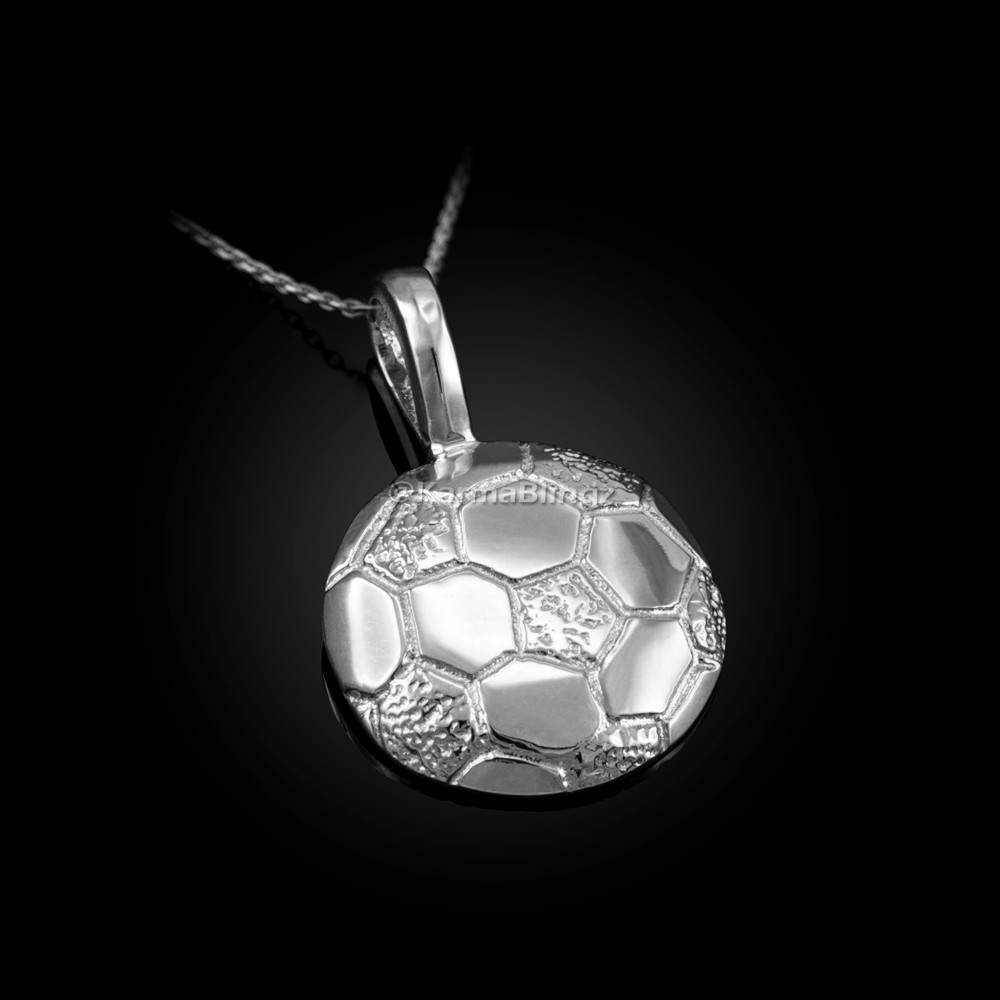 Solid Sterling Silver Soccer Ball Sports Pendant Necklace