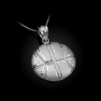 Sterling Silver Basketball Satin DC  Pendant Necklace