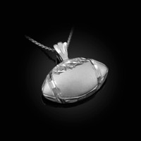 Sterling Silver American Football Satin DC Pendant Necklace