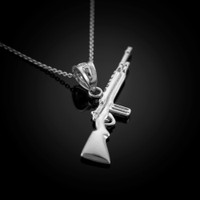 Sterling Silver Semi-Automatic Rifle Pendant Necklace