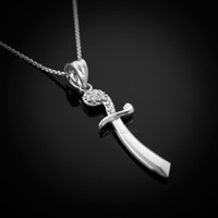 Sterling Silver Scimitar Sword Filigree Pendant Necklace