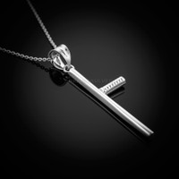 Sterling Silver Police Nightstick Baton Club Pendant Necklace