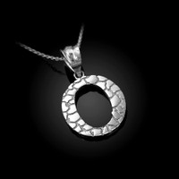Sterling Silver Nugget Initial Letter "O" Pendant Necklace
