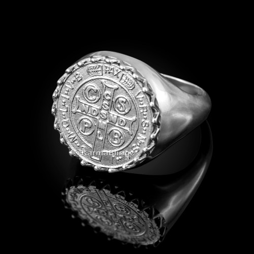 Silver St Benedict Cross Ring