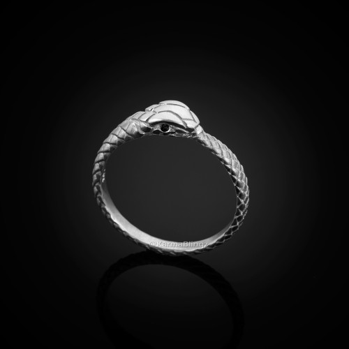 Silver Ouroboros Black Diamond Ring