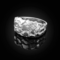 Polished Sterling Silver Mens Nugget Ring