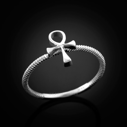 Silver Ankh Ring for women
