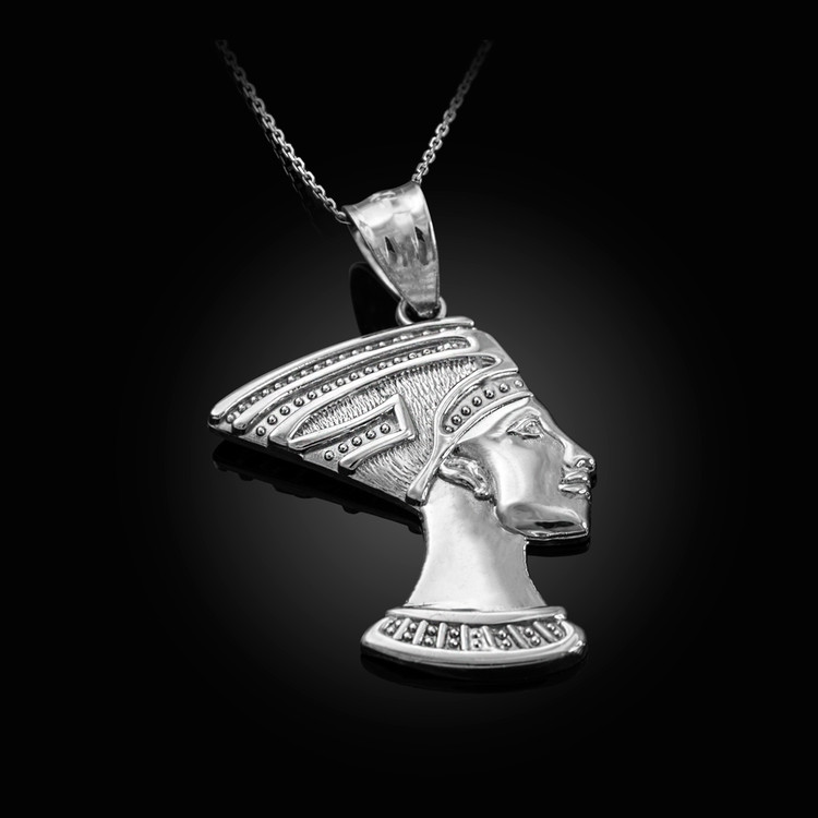 Sterling Silver Egyptian Queen Nefertiti Pendant Necklace