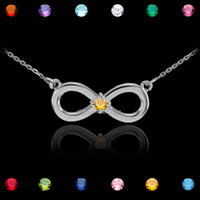 Sterling Silver Infinity Birthstone CZ Necklace