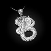 Sterling Silver King Cobra Pendant Necklace