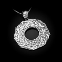 Sterling Silver Ouroboros Dragon Pendant Necklace