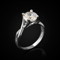 Sterling Silver CZ Solitaire Infinity Engagement Ring