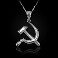 Silver Hammer and Sickle Pendant Necklace