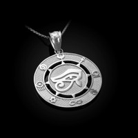 Sterling Silver Eye of Ra Good Luck Amulet Pendant Necklace