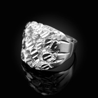 Sterling Silver Sparkle Cut Nugget Ring