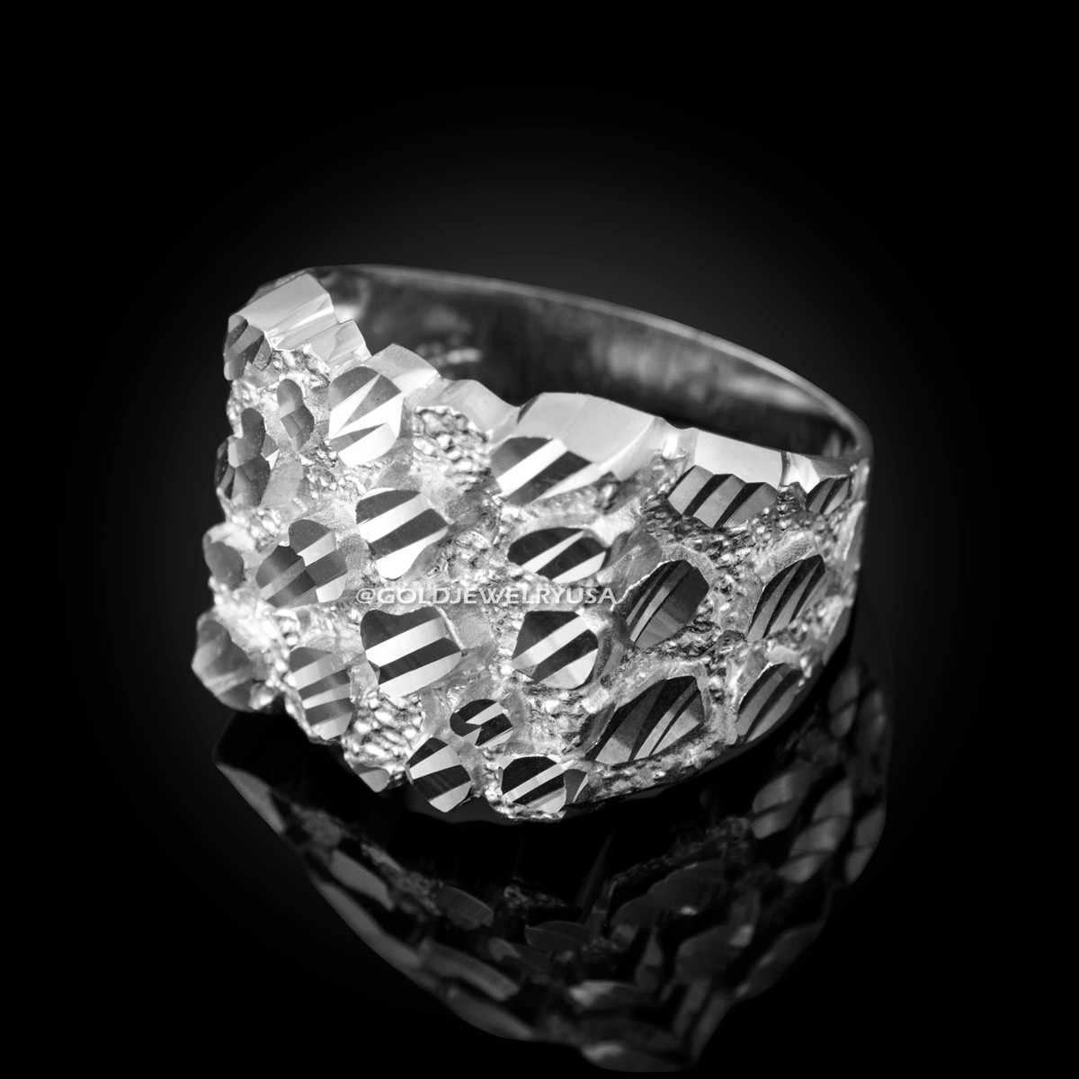 Mens sterling deals silver nugget rings