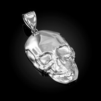 Polished Sterling Silver Mens Skull  Pendant