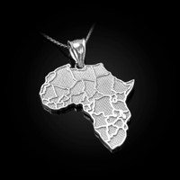 Sterling Silver Africa Country Map Pendant Necklace