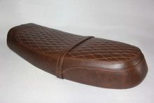 Dark brown cover with diamond stitching