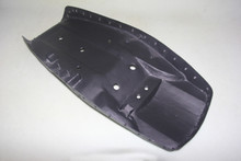 Metal seat pan with black powder coated paint