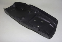 Metal seat pan with black powder coated paint