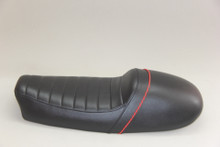 Black seat with red piping line