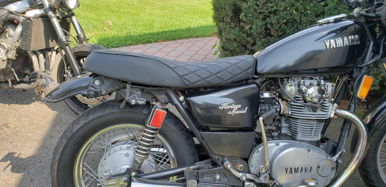 inches: 1978 1983 Yamaha XS650 XS650S XS650H XS650SH Heritage  Special low profile cafe racer motorcycle seat SKU: L7533