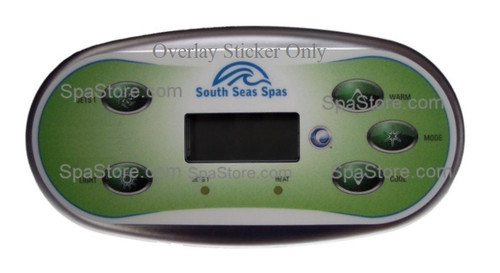 1 Pump Overlay Only 11-0150-08, Artesian South Seas Spas™ Topside Control Panel 5 Buttons Overlay, Label, Decal, Sticker