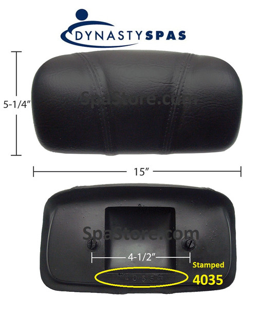 2013+ Dynasty Spas® OEM Pillow 10-1/4" Stitched Black 4035 Engraved On Back 2 Mounting Posts S-01-4035BK, 14769