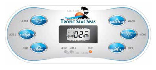 Overlay Only Tropic Seas Spas Control Panel Topside Display 6 Button 2 Pump Overlay Decal Sticker