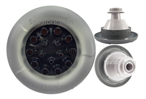 7.5" Inch Jet Master Spas Master Blaster 15 Black Nozzles with Gray Face 7-1/2" White Threaded Backing