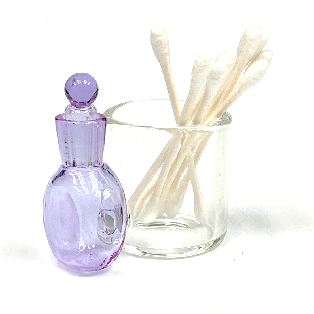 Purple Glass Cotton Swab QTip Holder / Alcohol ISO Station 2.5" Puffr