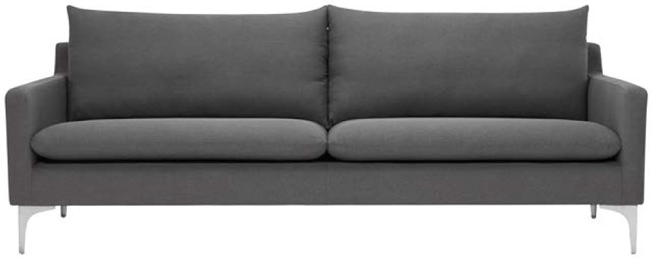 nuevo living anders sofa slate grey brushed stainless steel