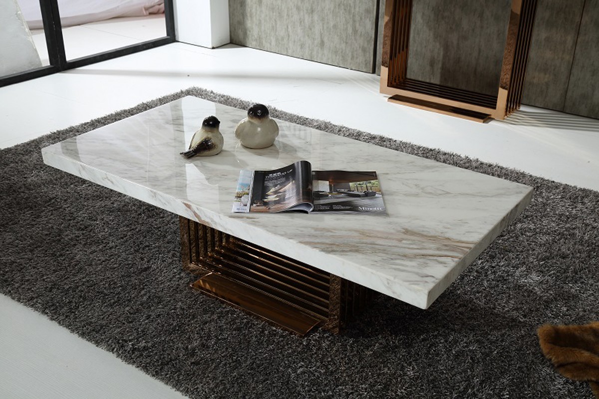 Fabrizio Modern White Marble Coffee Table