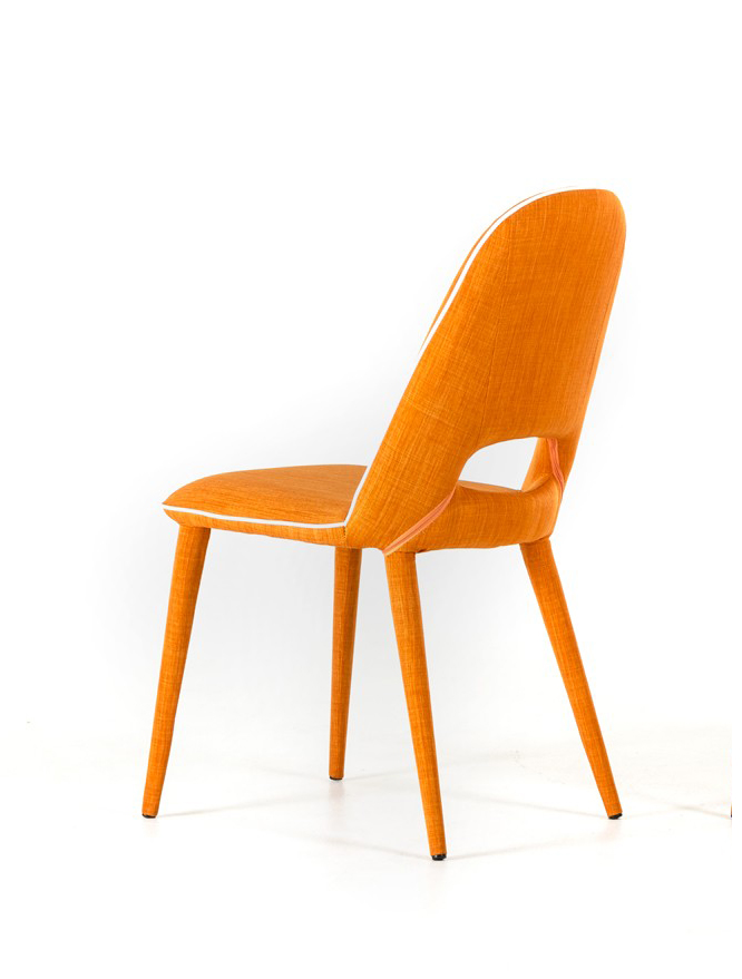 low priced orange fabric dining chair