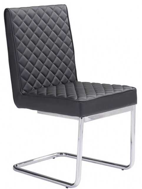 quilt armless dining chair black