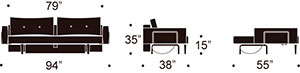 recast sofa measurements