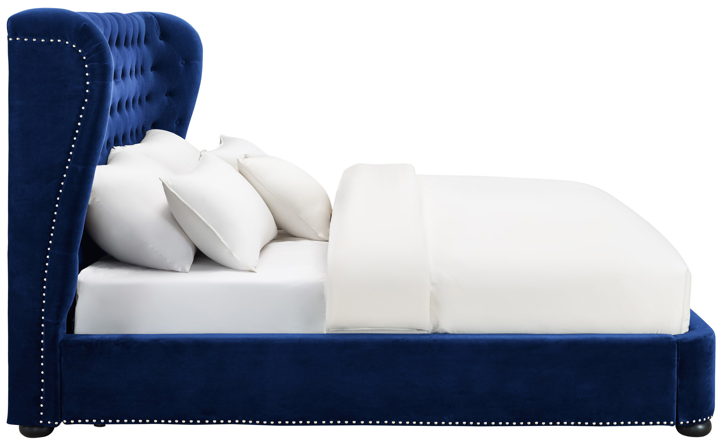 blue velvet queen bed