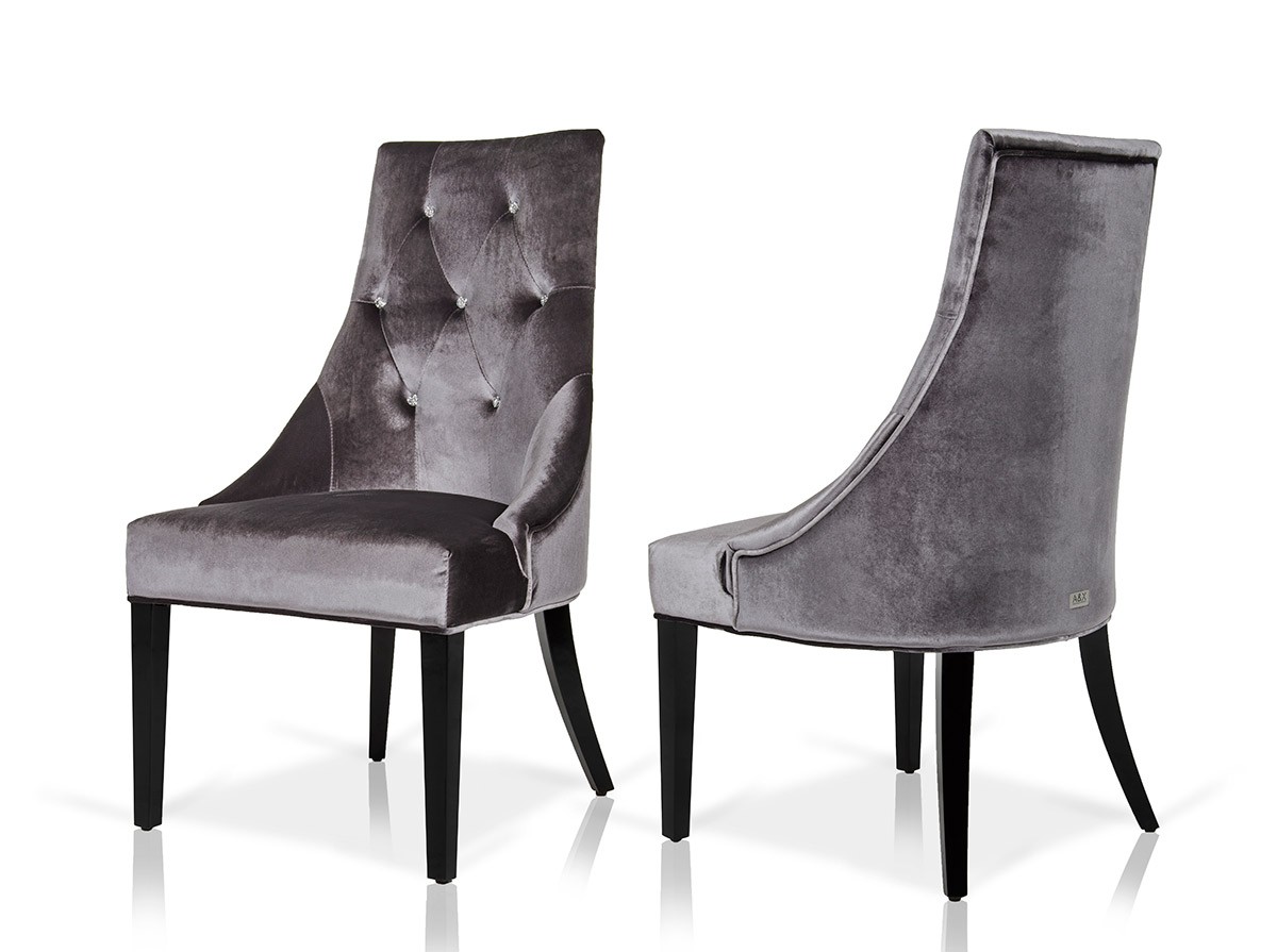 The Skye Velour Dining Chairs In Grey are available at AdvancedInteriorDesigns.com
