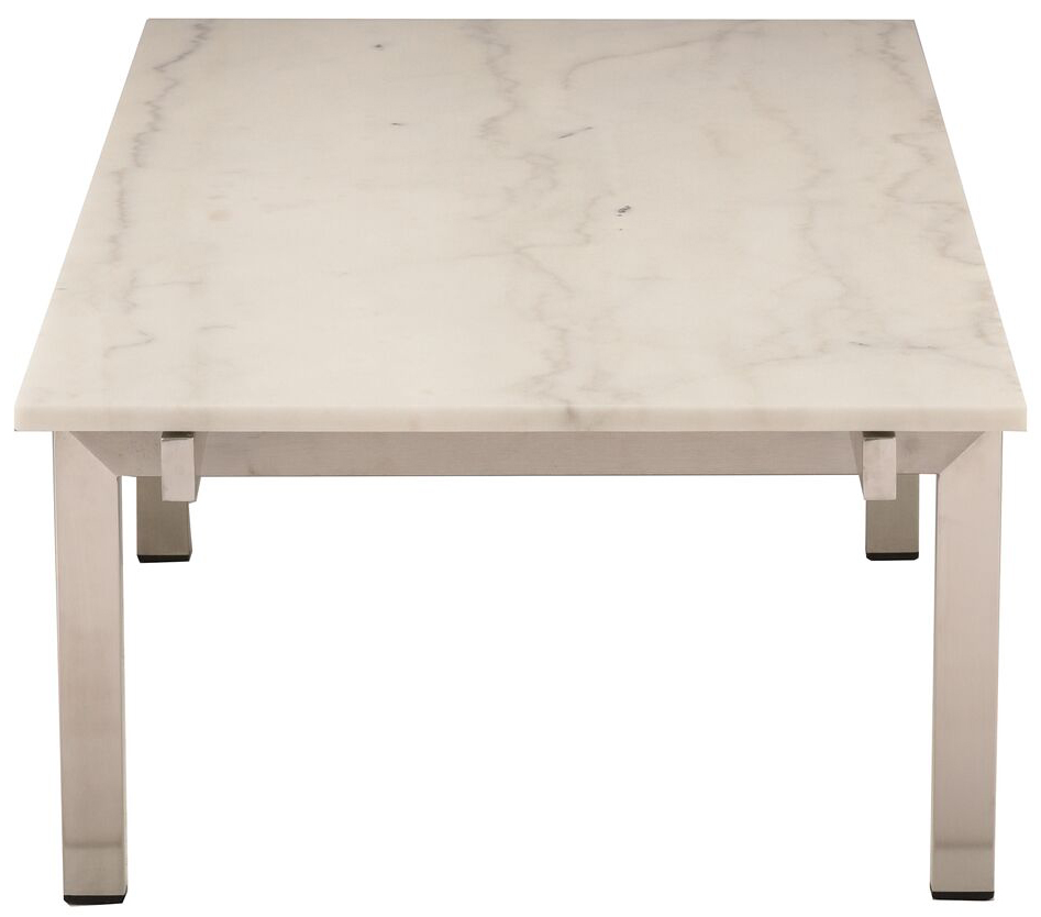 nuevo living white marble brushed stainless steel louve coffee table
