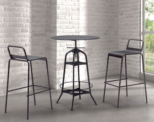 the zuo spartan table is an industrial style bar table